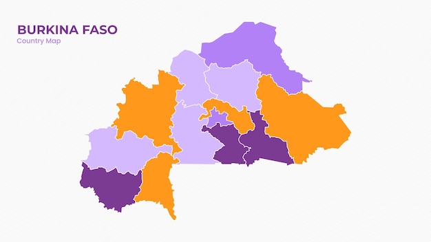Karte des isolierten modernen farbenfrohen Staates Burkina Faso