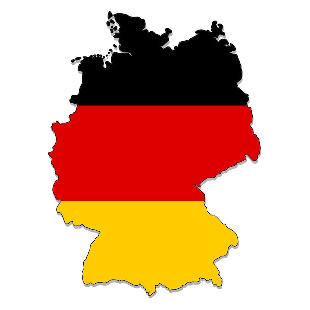 Karte Deutschlands mit den Farben der deutschen Flagge, Vektorillustration