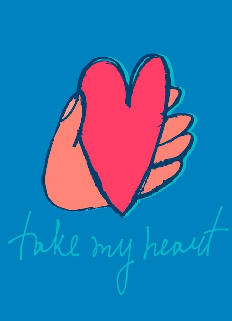 Karte, die von Hand wie eine Skizze gezeichnet wurde Liebe, Romantik, Valentinstagskonzept