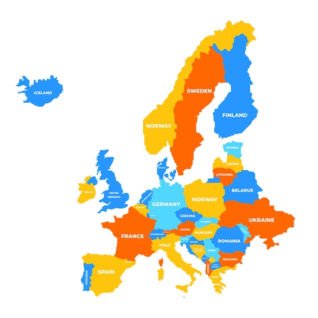 Vektor karte europas mit ländernamen