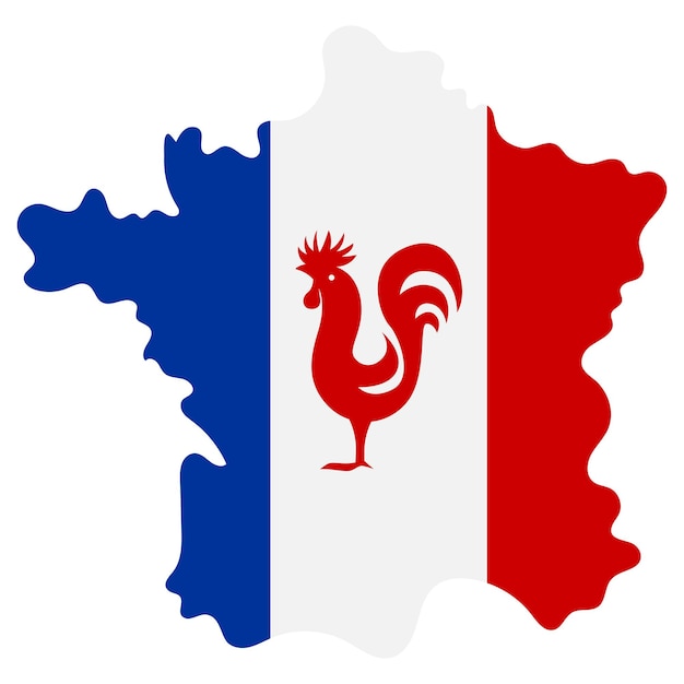 Karte frankreich gallischer hahn konzept vektorfarbe ikon bastille-tag symbol nationaltag frankreichs