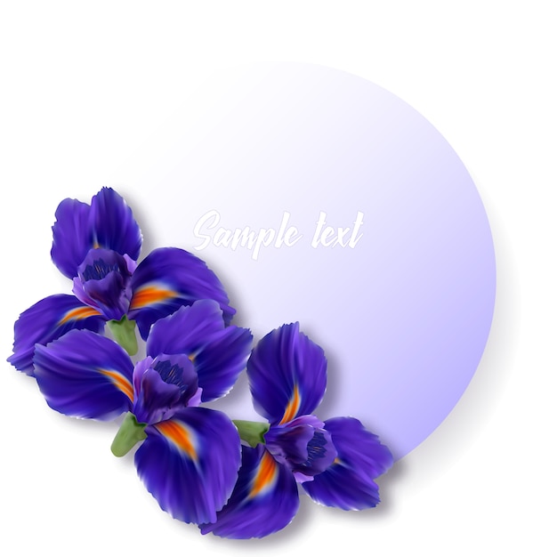 Karte mit realistischen blumen iris