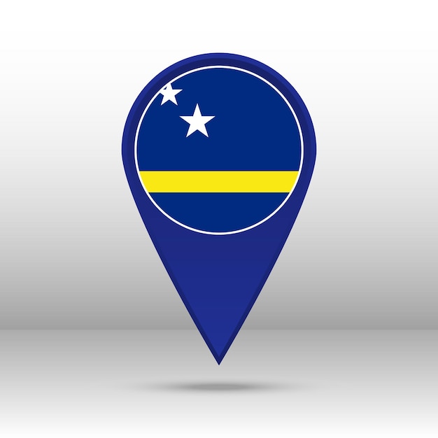 Vektor karte pin curazao-flagge