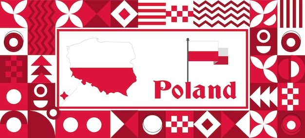 Karte Polens Flagge Unabhängigkeitstag geometrisch Land abstraktes Hintergrunddesign