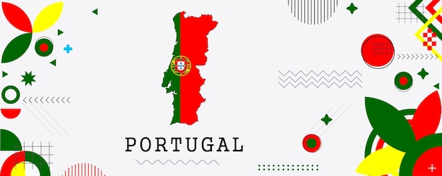 Karte Portugals Nationaltag Fahne Banner Design Fahne Thema Web-Kunst Hintergrund Vektor-Illustration