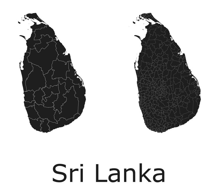 Vektor karte sri lankas mit regionaler unterteilung