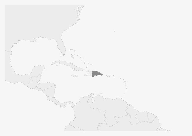 Vektor karte von amerika mit hervorgehobener karte der dominikanischen republik