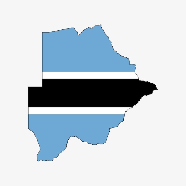 Karte von Botswana mit Flagge