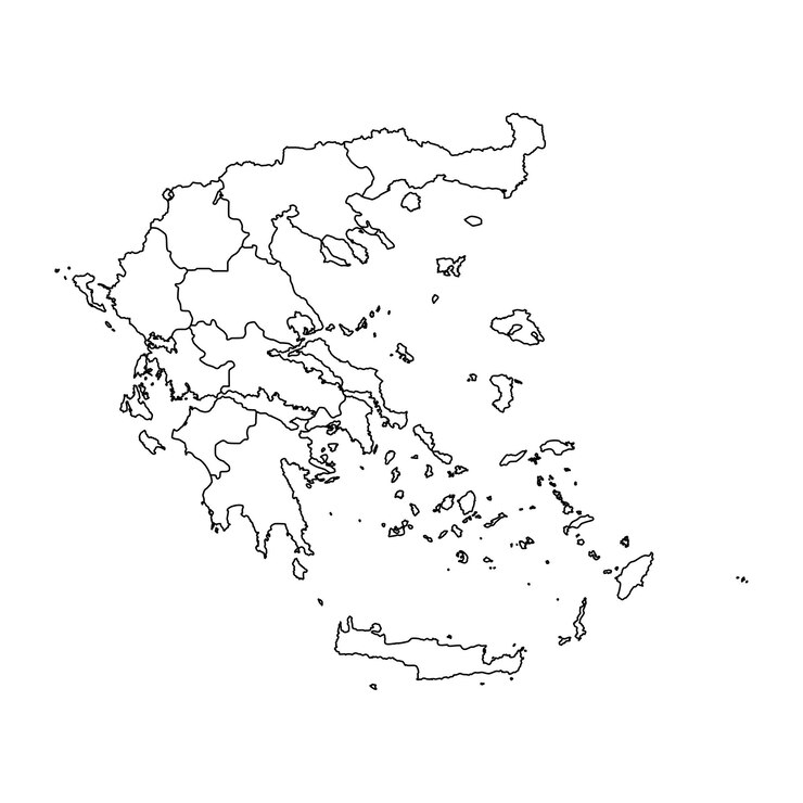 Vektor karte von griechenland mit verwaltungsregionen vektorillustration