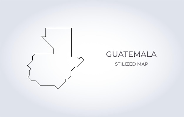 Karte von guatemala in einem stilisierten minimalistischen stil