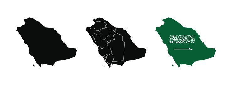 Vektor karte von saudi-arabien mit nationalflagge