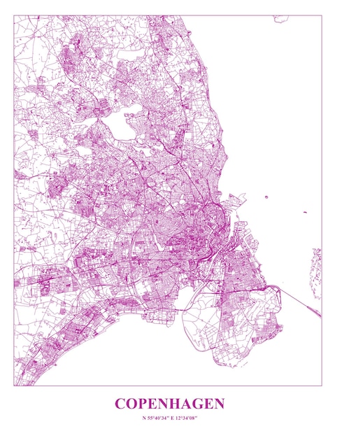 Vektor kartellkarte der hauptstadt kopenhagen