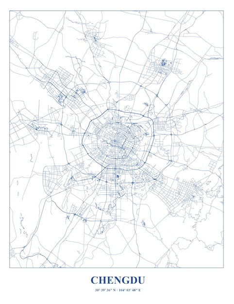 Vektor kartellkarte von chengdu, china