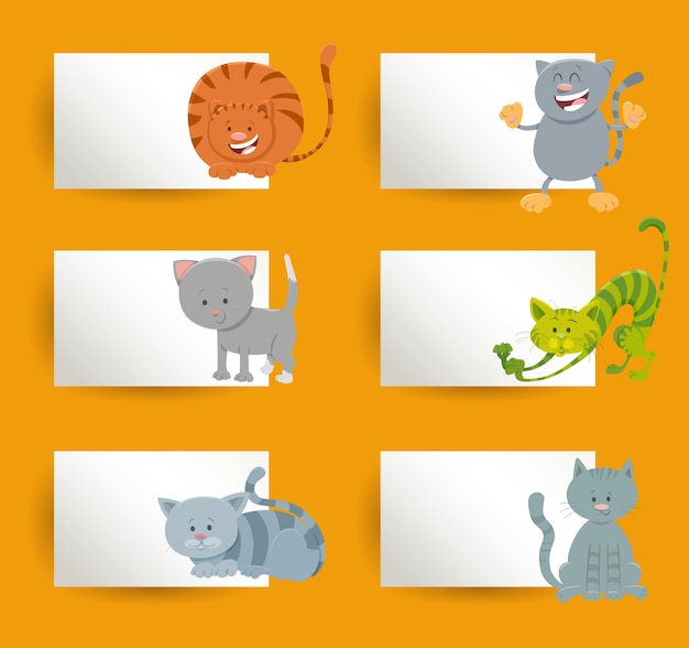 Kartendesign-Set mit Cartoon-Katzen oder Kätzchen