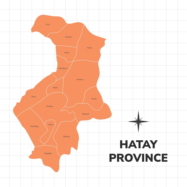 Vektor kartenillustration der provinz hatay karte der provinz in der türkei