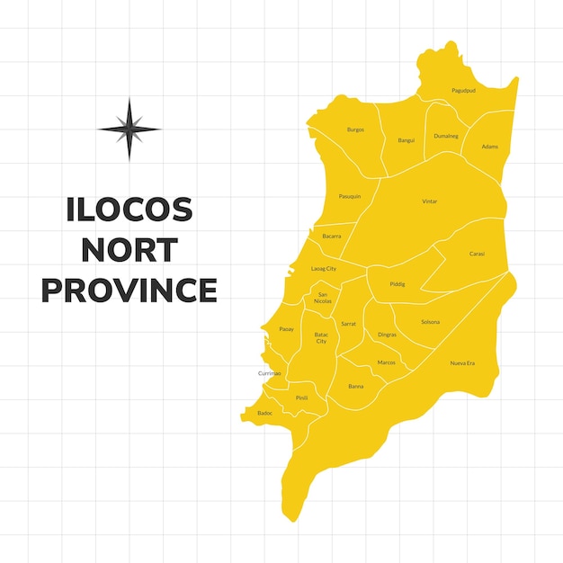 Vektor kartenillustration der provinz ilocos norte karte der provinz auf den philippinen