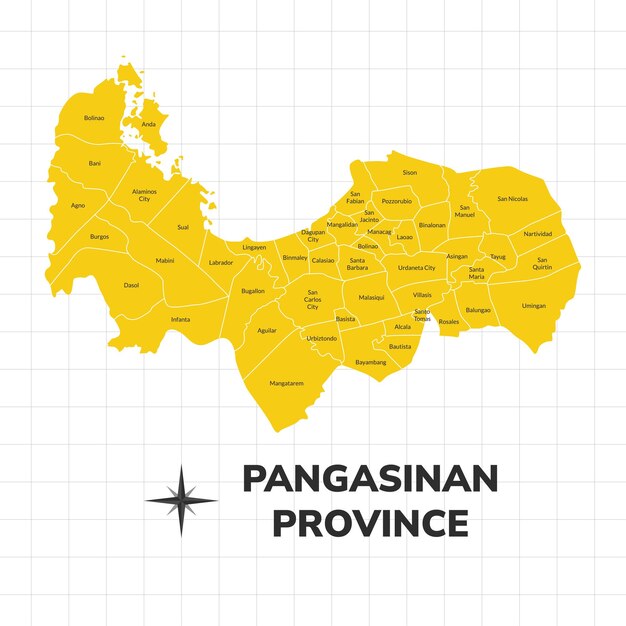 Vektor kartenillustration der provinz pangasinan karte der provinz auf den philippinen