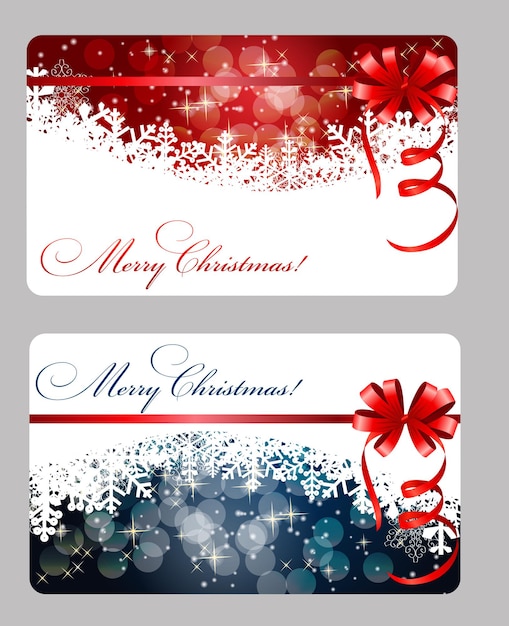 Kartensatz mit weihnachtskugeln, sternen und schneeflocken, illustration.