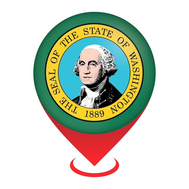 Kartenzeiger mit flagge washington state vector illustration