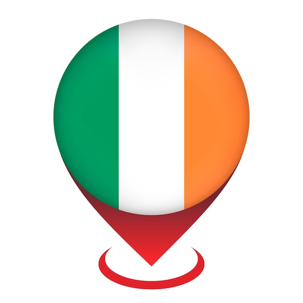 Kartenzeiger mit Land Irland Irland Flagge Vektor-Illustration