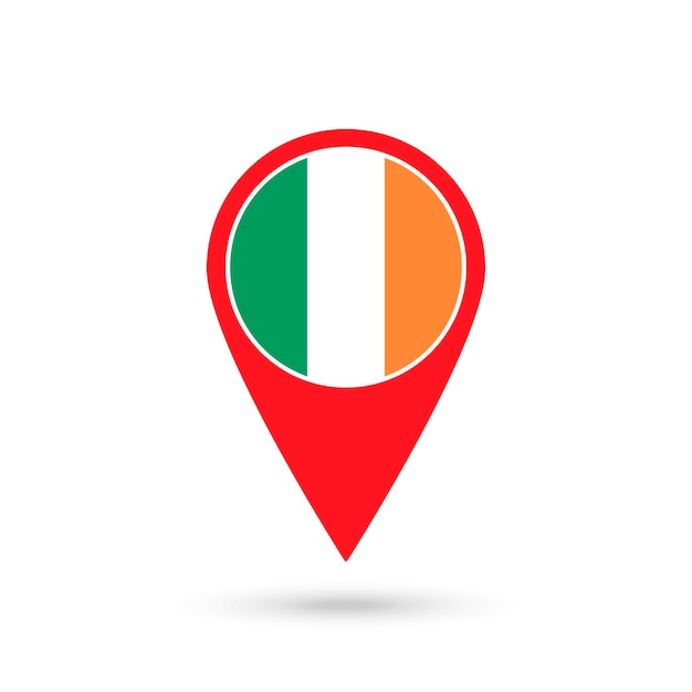 Kartenzeiger mit Land Irland Irland Flagge Vektor-Illustration
