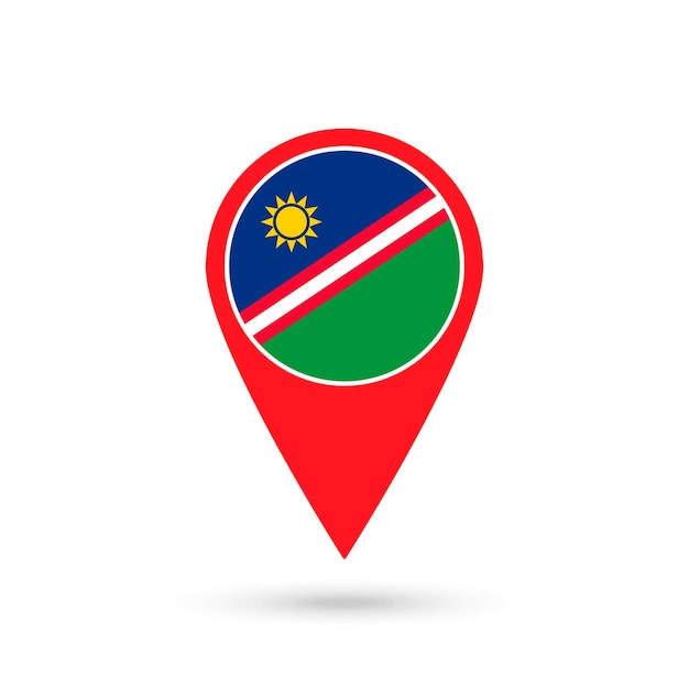 Kartenzeiger mit Land Namibia Namibia-Flagge Vektorillustration