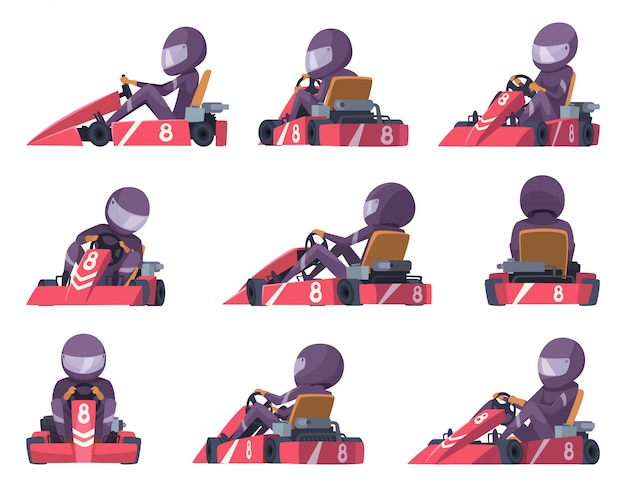 Kartfahrer. sport speed cars wettbewerb karting automobil illustrationen