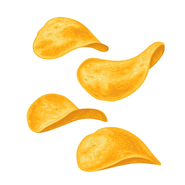 Vektor kartoffelchips vektorfarbe realistische illustration handgezeichnetes design isoliertes ikon