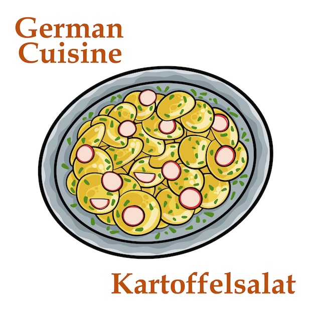 Kartoffelsalat Traditioneller deutscher Kartoffelsalat auf weißem Hintergrund