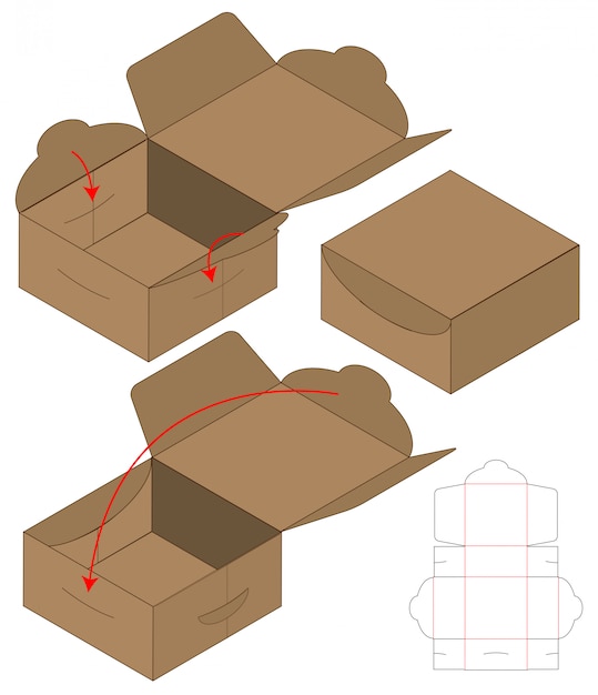 Kartonverpackung gestanzte schablonendesign. 3d-modell