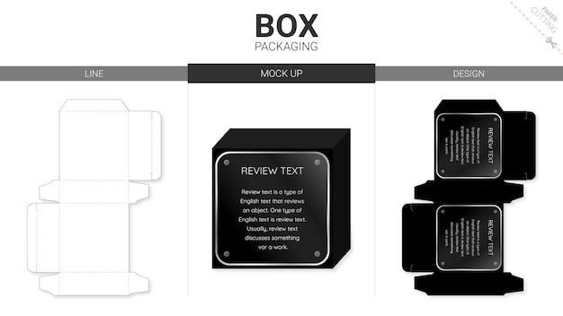 Kartonverpackung und gestanzte vorlage für mockup