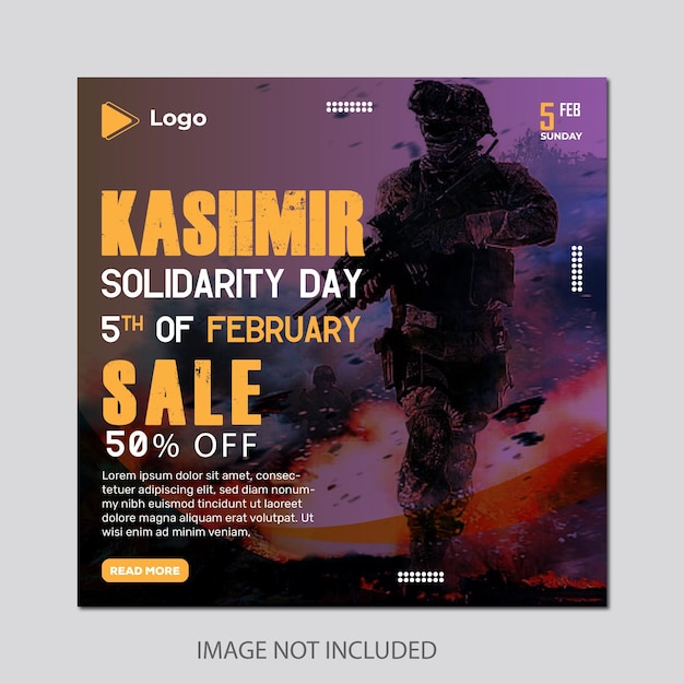 Kashmir Day Sale Instagram und Social Media Poster Design Vorlage