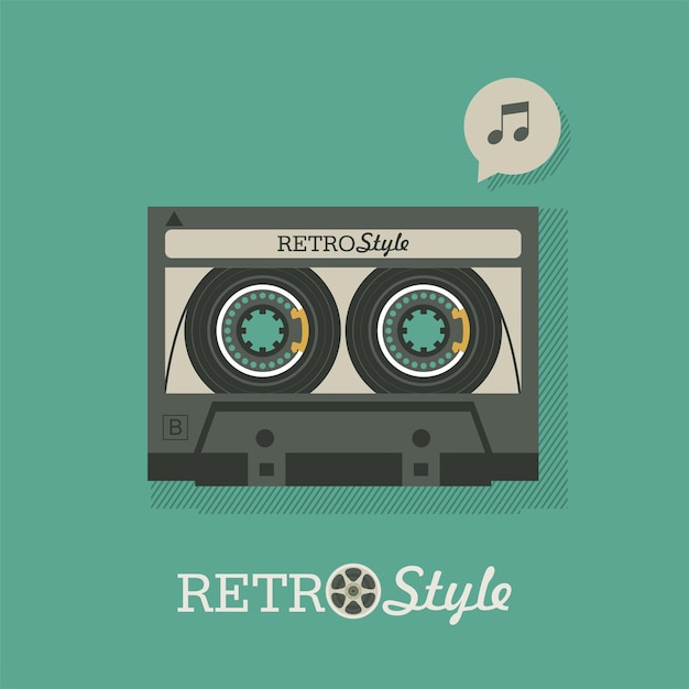 Kassette. Vintage-Logo, Emblem. Vektorillustration im Retrostil.