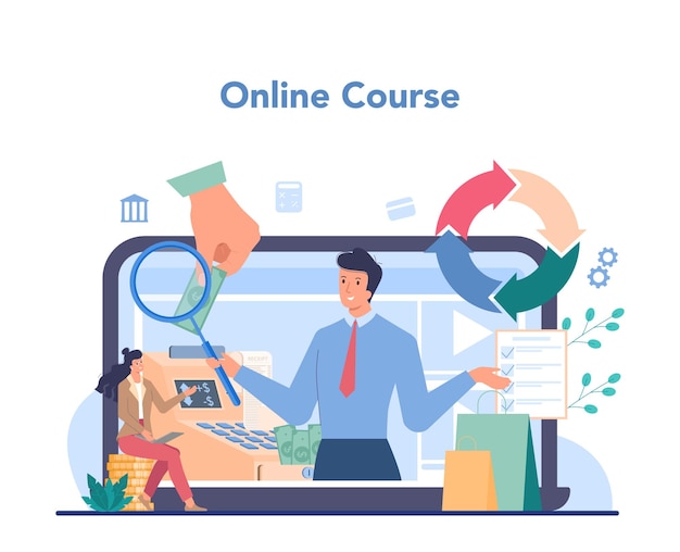 Kassierer Online-Service oder Plattform. Arbeiter hinter der Kasse im Laden.