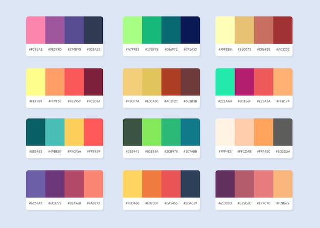 Vektor katalogbeispiele der pantone-farbpalette in rgb-hex