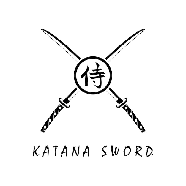 Vektor katana schwert logo vintage vektor illustration design modernes japanisches schwert von katana logo konzept