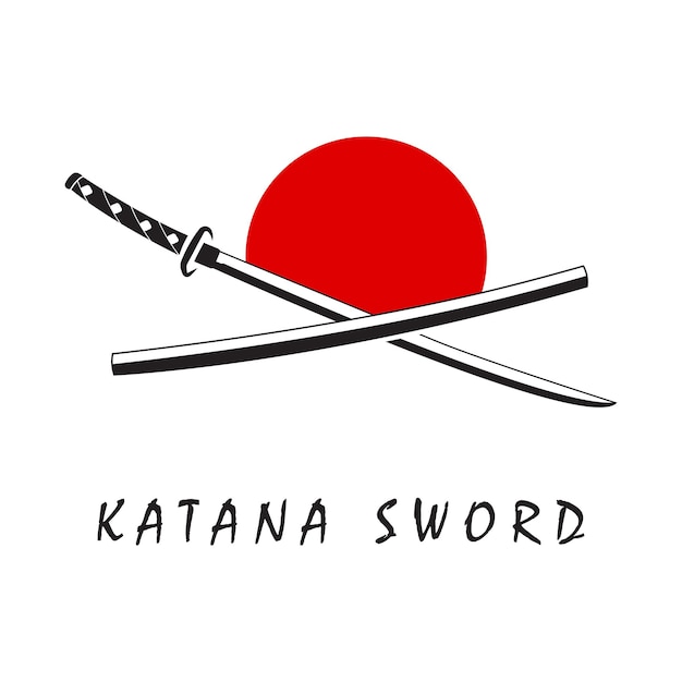 Katana schwert logo vintage vektor illustration design modernes japanisches schwert von katana logo konzept