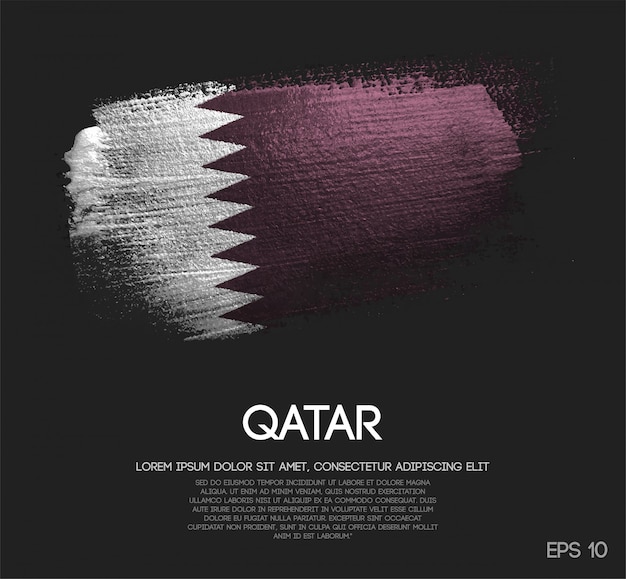 Katar flagge aus glitter sparkle pinsel farbe