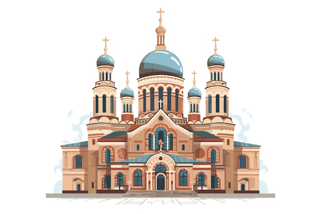 Vektor kathedrale oder kirche als georgisches landesattribut flache grafische vektorillustrationen isoliert auf weißem hintergrund