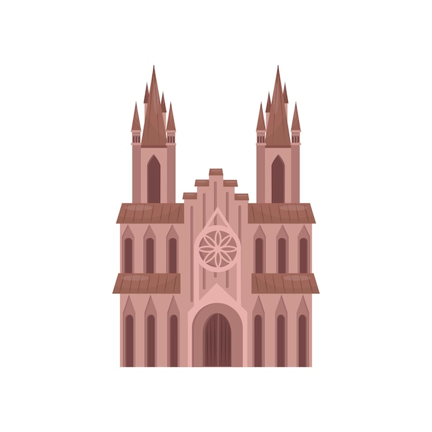 Katholische kirche kathedrale tempelbau vektor illustration isoliert auf weißem hintergrund