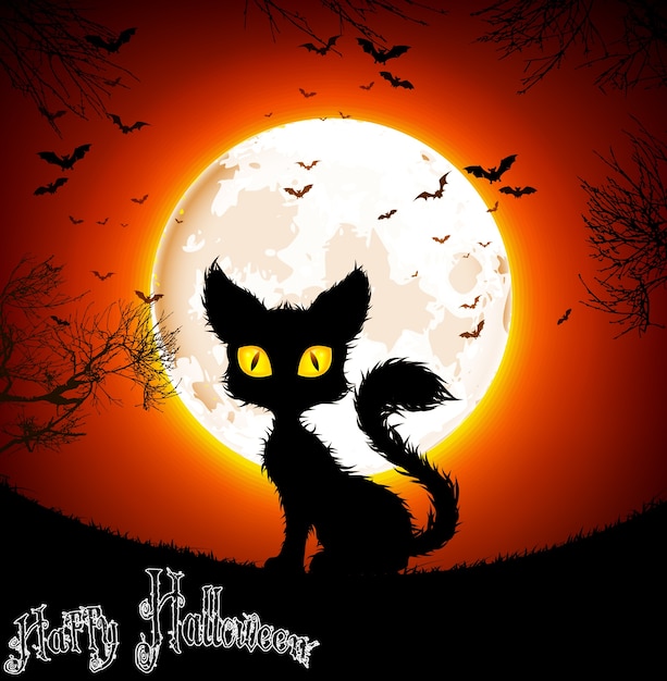 Katze auf Halloween-Hintergrund