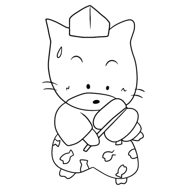 Vektor katze cartoon gekritzel kawaii anime malseite süße illustration zeichnung charakter chibi manga comic