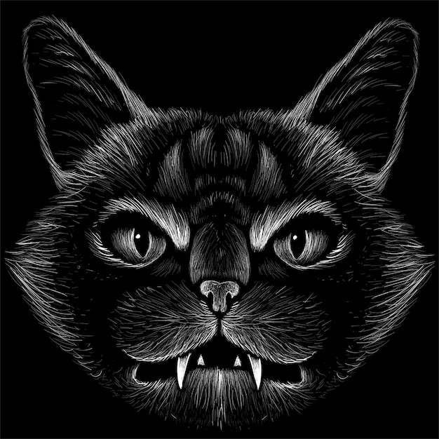 Katze für tattoo oder t-shirt design oder outwear. nette artkatze