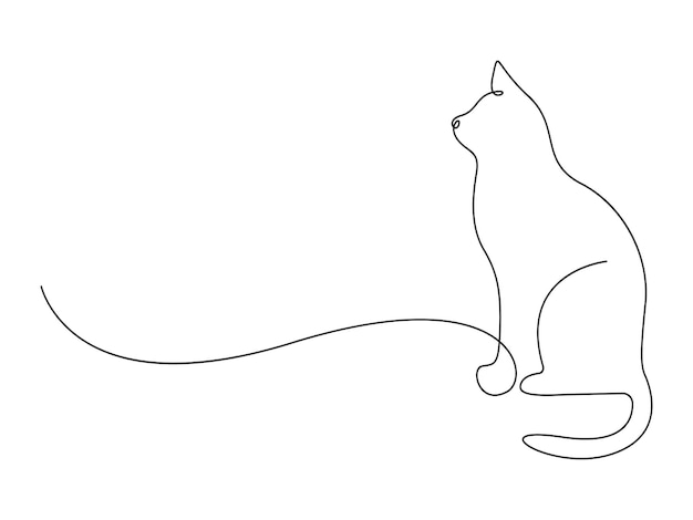Katze in einer kontinuierlichen Linienzeichnung Vektor Illustration Premium-Vektor