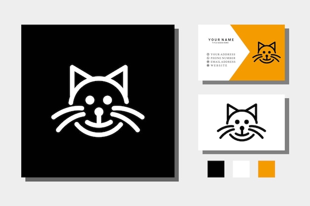 Katze kätzchen kätzchen einfache flache logo design illustration