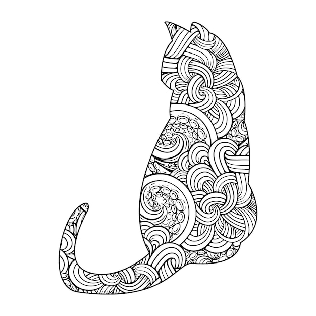 Katze-mandala färbung vektor-illustration