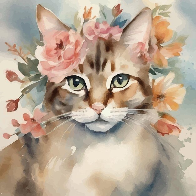 Katze mit blumen