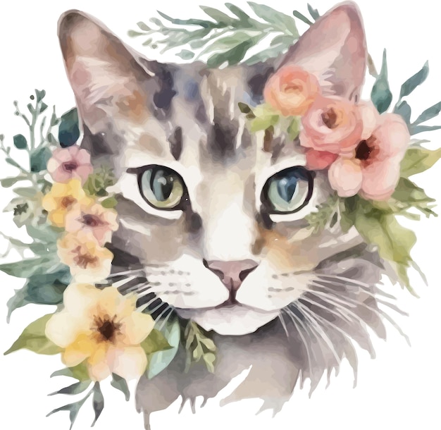 Katze mit blumen