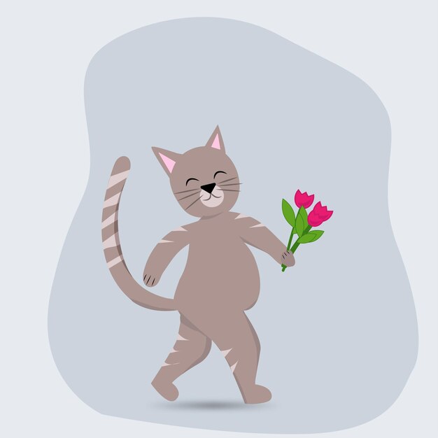 Vektor katze mit blumen