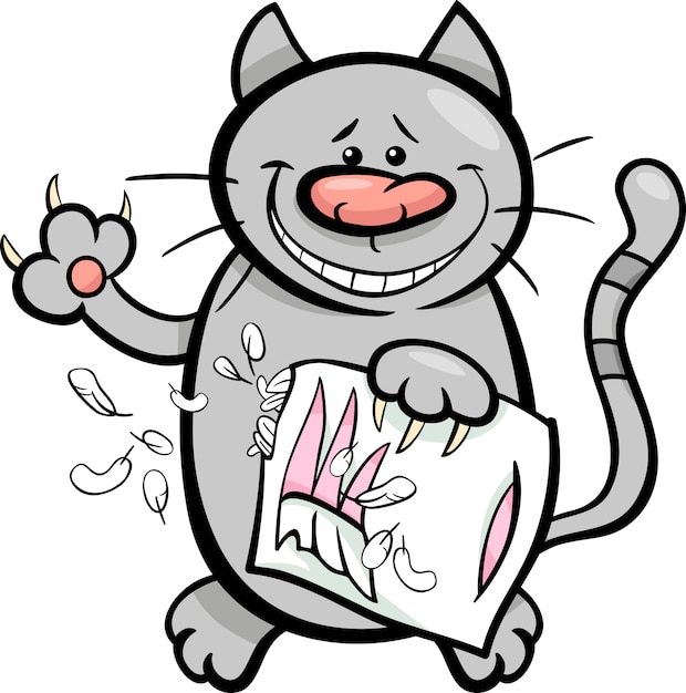 Katze mit kissen cartoon illustration